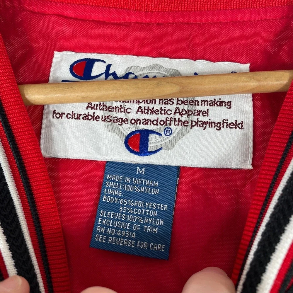 Champion Bradley University Braves Windbreaker Pullover Men Medium Black Striped